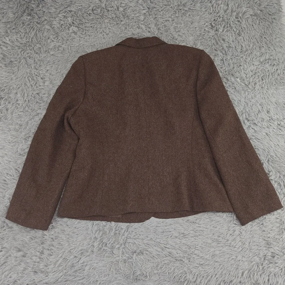 Le Suit Women 18 Brown Geometric Shape Single Button No Vent Blazer Sport Jacket